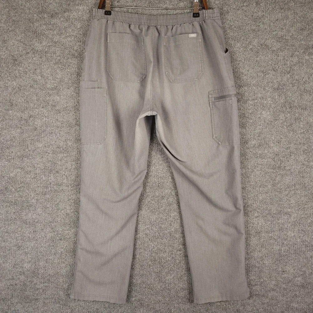 FIGS Technical Collection Scrub Pants Mens Large Grey Teal Drawstring